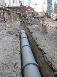 Storm drain installation along Harmon Ave.